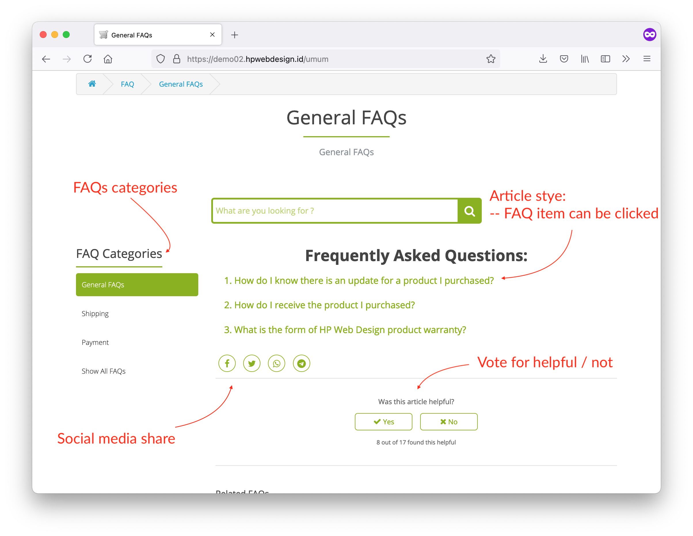 ultimate faqs feature opencart